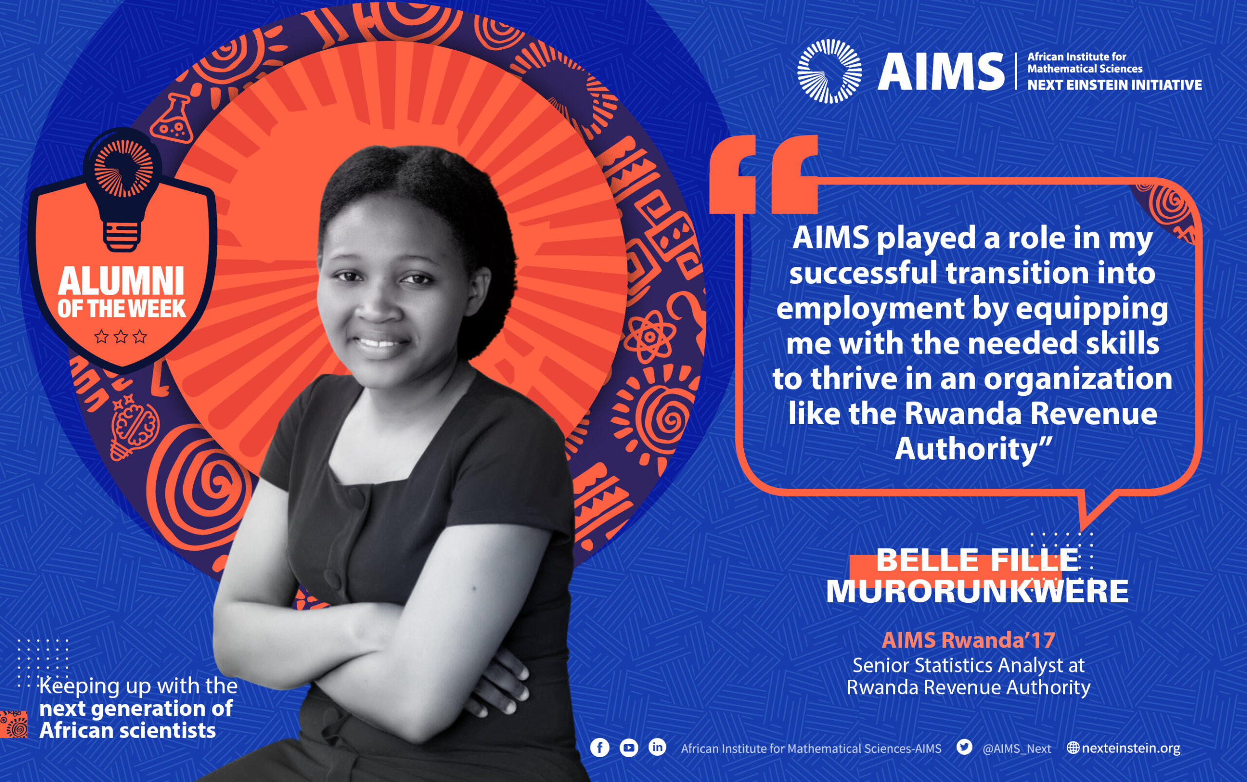 #AlumoftheWeek — Belle Fille Murorunkwere, AIMS Rwanda’17