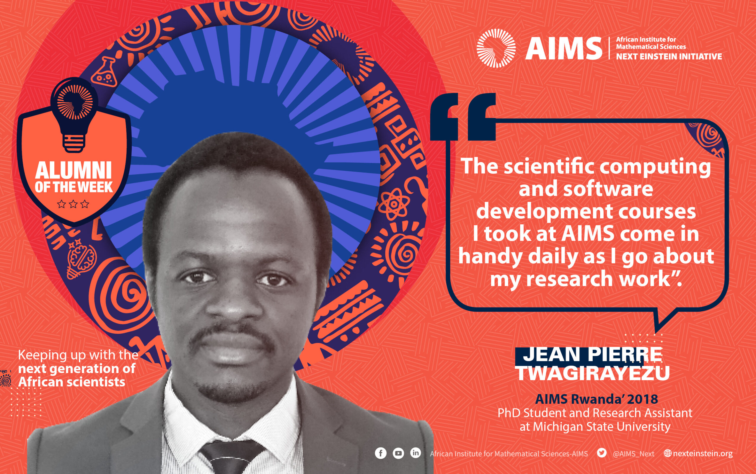 #AlumoftheWeek — Jean Pierre Twagirayezu, AIMS Rwanda’18