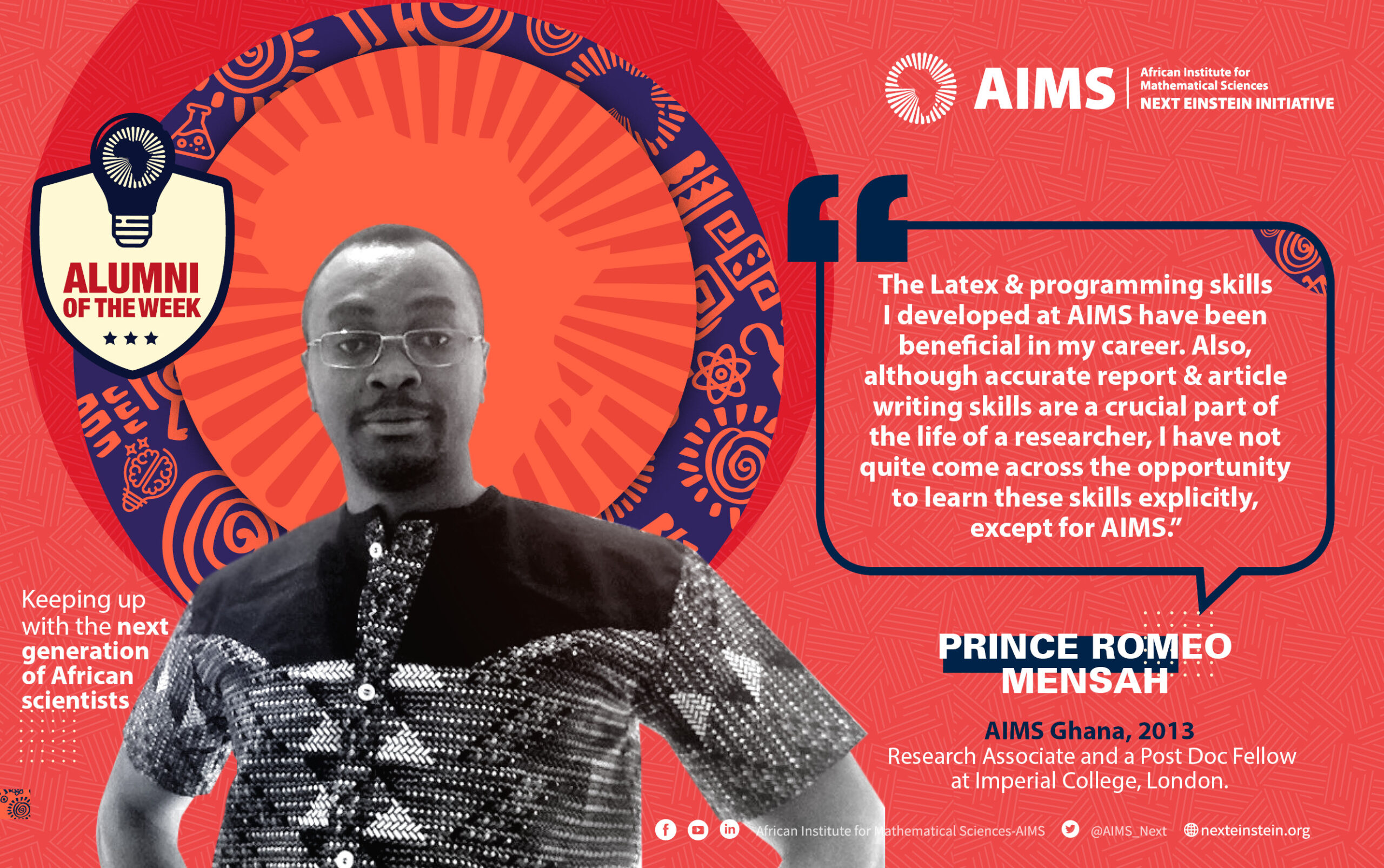 #AlumoftheWeek -Prince Romeo Mensah, AIMS Ghana’ 13