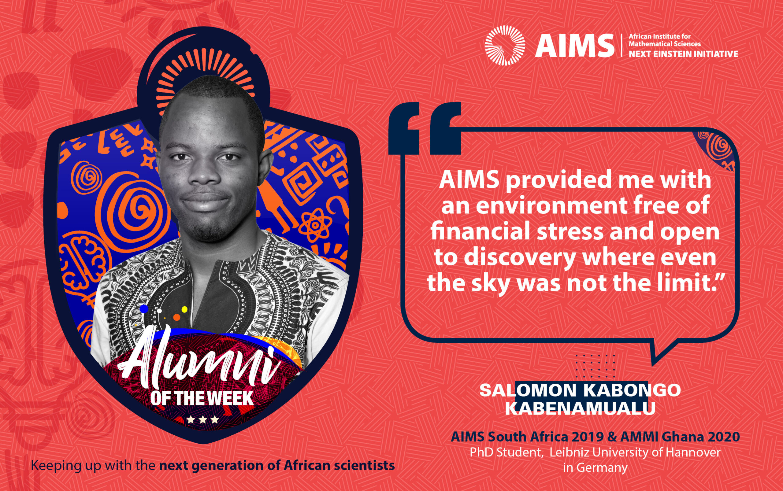 #AlumoftheWeek — Salomon KABONGO KABENAMUALU, AIMS SA’19 & AIMS AMMI’20